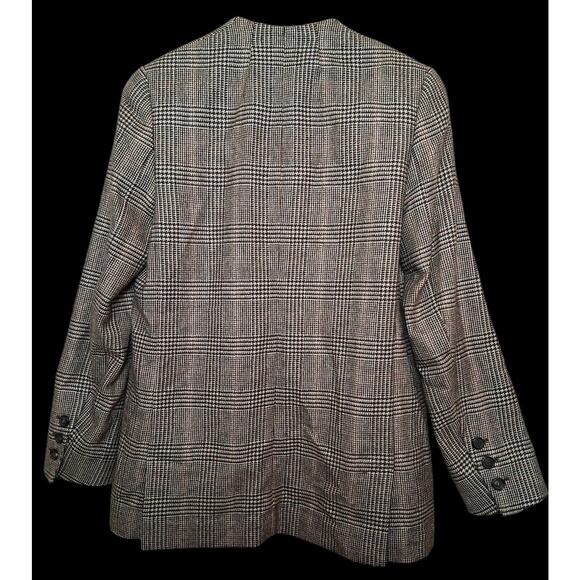 AKRIS 100% Cashmere Houndstooth Brown Blazer Size 10 Quiet Luxury Brand - Picture 2 of 13